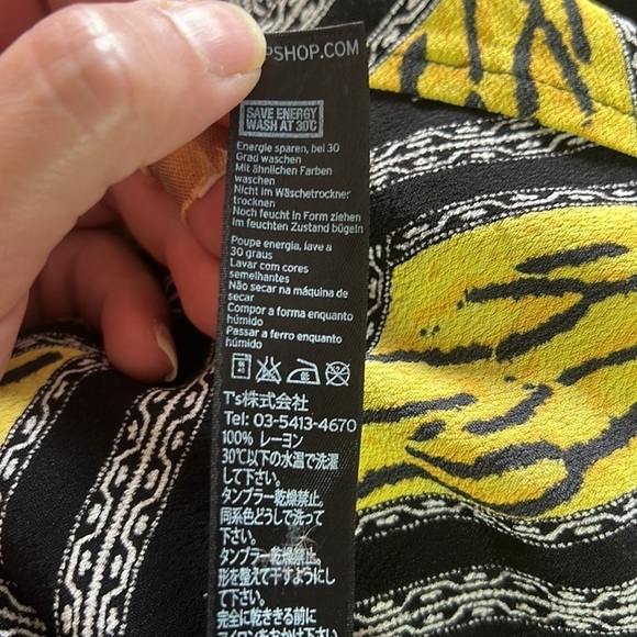 Topshop Black/Yellow Geometric Tiger Print Skater Dress Size 8 - Picture 11 of 13